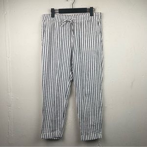 Old Navy Mid-Rise Cropped Linen-Blend Pants Black & White Striped Small